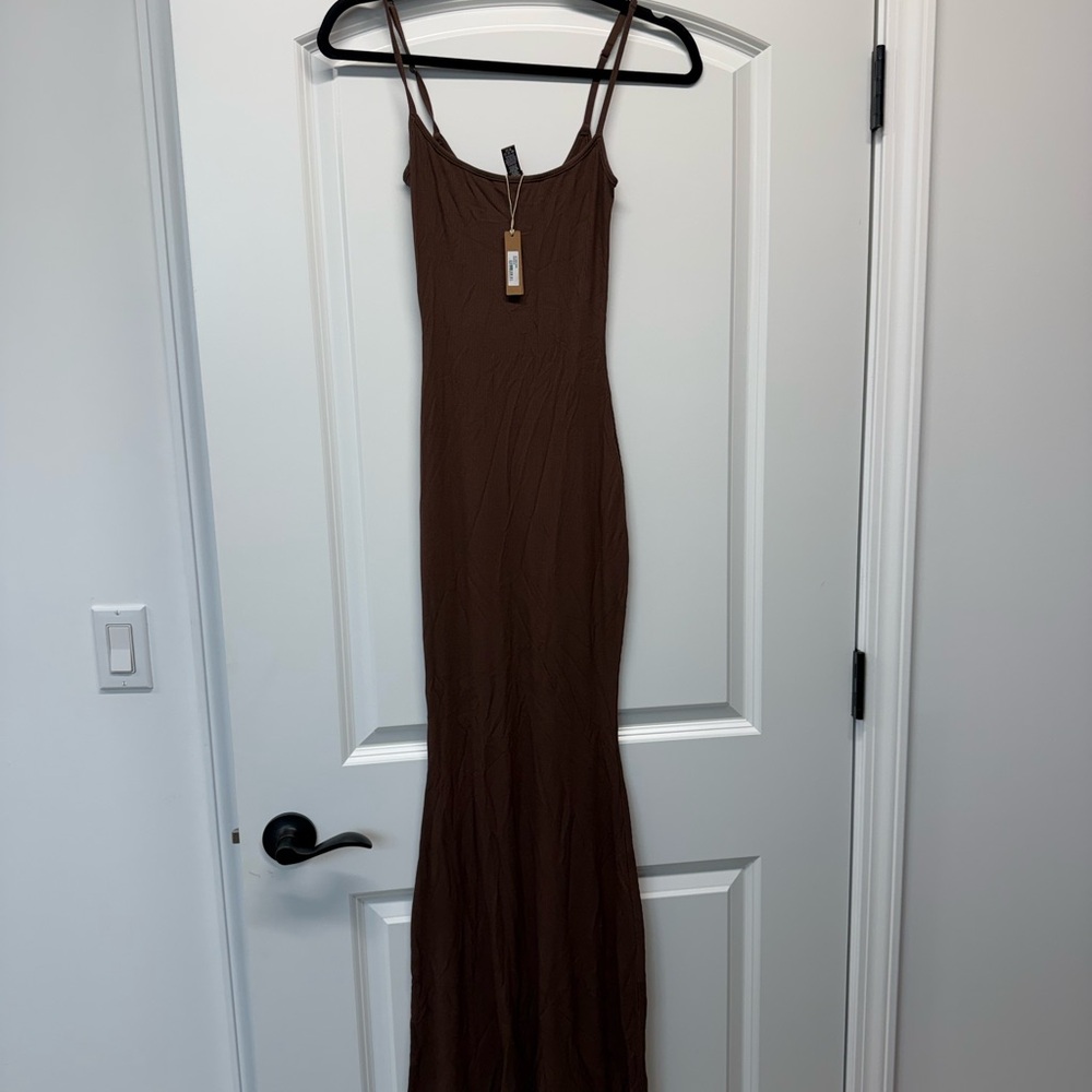 Skims Cocoa Brown Soft Lounge Maxi Dress